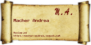 Macher Andrea névjegykártya